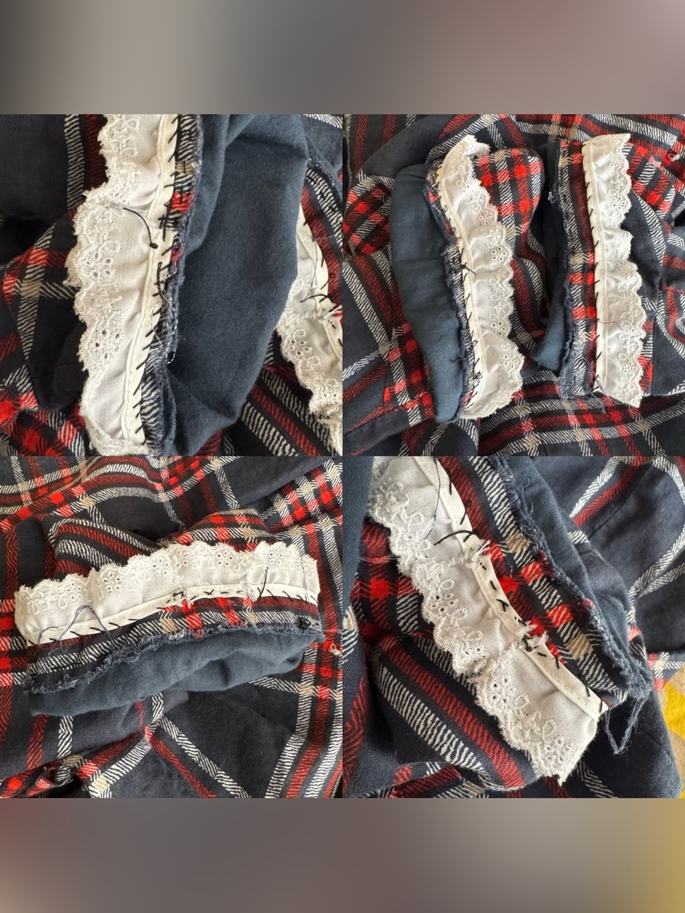 Dainty Jewells Highland Plaid dress with scalloped lace trim and belt size L - Picture 13 of 16